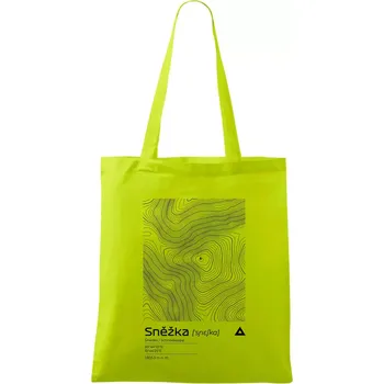 Nákupní taška Sněžka - vrstevnice v obdélníku - Taška bavlněná - 42 x 38 cm ( Limetková )