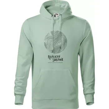 Pánská mikina Králický Sněžník - vrstevnice v kruhu - Mikina pánská Cape s kapucí - 4XL ( Sage )