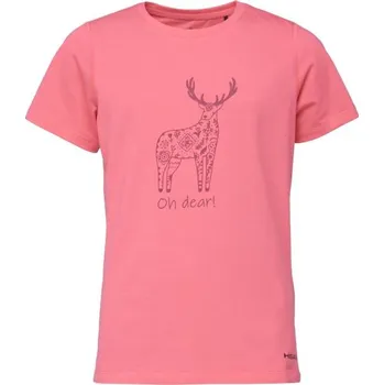 Dívčí triko Head DEER 164/170 Růžová, Vínová