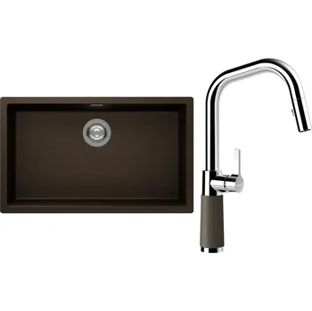 Kuchyňský dřez Set Schock S15-9 (dřez Kaia N-100XL Bronze + baterie SC-530.120 Bronze)