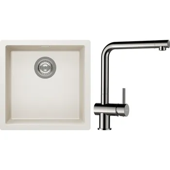 Granitový dřez Set Schock S13-3 (dřez Kaia N-100 Magnolia + baterie Epos Nerezový vzhled)