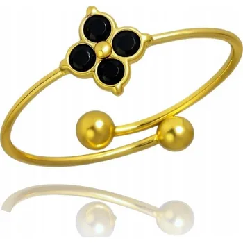 Prsten Prstýnek z ocel pokovený 14karátovým zlatem PST902CZ