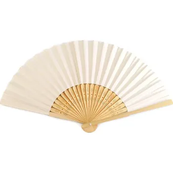 Karnevalový doplněk Vějíř papírový k domalování 21x36 cm, barva 3 krémová světlá