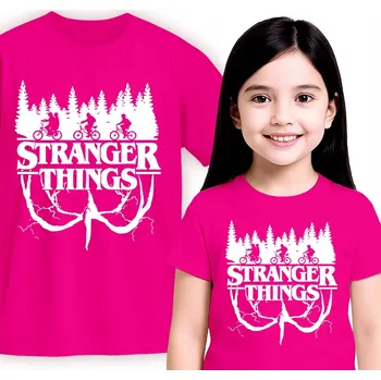 Chlapecké tričko DĚTSKÉ TRIČKO RŮŽOVÉ STRANGER THINGS SERIÁL VELIKOST XL 164CM
