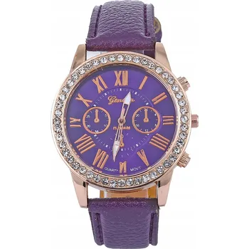 Hodinky Křemíkové hodinky se zirkony, Geneva SW Purple, 40 mm, 1 Ks
