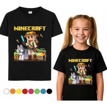 Chlapecké tričko Dětské tričko Minecraft Hra Gamer Triko 3XS 92cm + Tetování