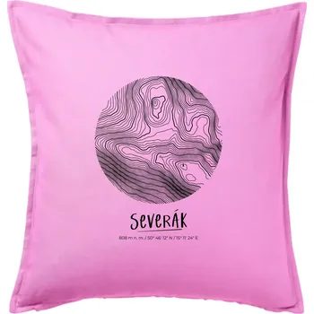 Polštář Severák - vrstevnice v kruhu - Polštář 50x50 - 50x50 - Pouze potah ( Růžová )