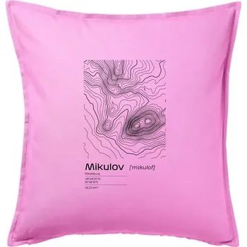 Polštář Mikulov - vrstevnice v obdélníku - Polštář 50x50 - 50x50 - Pouze potah ( Růžová )