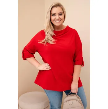 Dámská halenka Dámská blůza Plus Size s bavlnou volného střihu s vodním výstřihem červená UNI