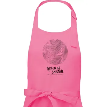 Kuchyňská zástěra Králický Sněžník - vrstevnice v kruhu - Pánská zástěra na vaření - Univerzální velikost ( Růžová )