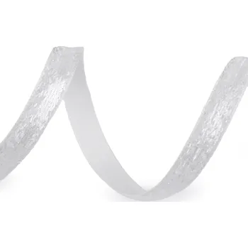 Stuha Sametová lurexová stuha šíře 6 mm, střední, 1 bílá