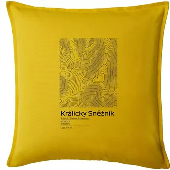 Polštář Králický Sněžník - vrstevnice v obdélníku - Polštář 50x50 - 50x50 - Pouze potah ( Žlutá )