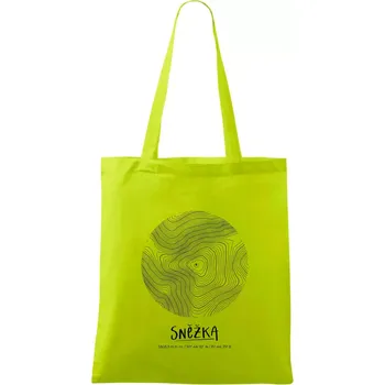 Sněžka - vrstevnice v kruhu - Taška bavlněná - 42 x 38 cm ( Limetková )