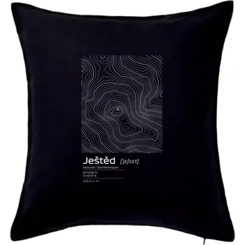 Polštář Ještěd - vrstevnice v obdélníku - Polštář 50x50 - 50x50 - Pouze potah ( Černá )