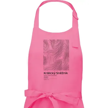 Kuchyňská zástěra Králický Sněžník - vrstevnice v obdélníku - Pánská zástěra na vaření - Univerzální velikost ( Růžová )