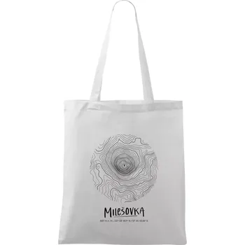 Milešovka - vrstevnice v kruhu - Taška bavlněná - 42 x 38 cm ( Bílá )
