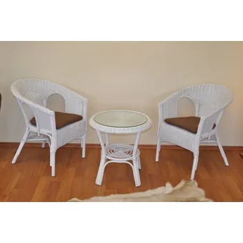 Obývací pokoj Ratanová sedací souprava Fabion bílá Hnědý melír