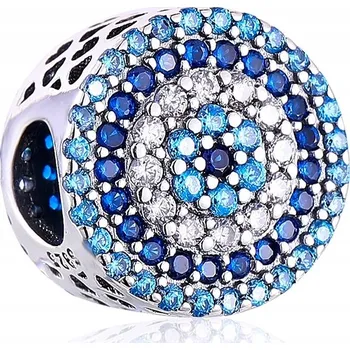 Přívěsek Charms Stříbro 925, korálkový, modrý, nebesky modrý