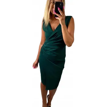 Dámské šaty V905 ZELENÉ ŠATY BEZ RUKÁVŮ VE VELIKOST vel. 42 (XL)