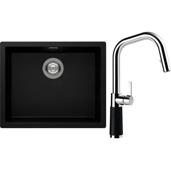 Kuchyňský dřez Set Schock S14-9 (dřez Kaia N-100L Puro + baterie SC-530.120 Puro)