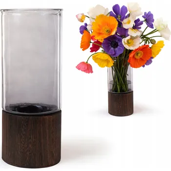 Váza Skleněná váza na květiny vysoký válec dekorativní flakon svatba 25 cm