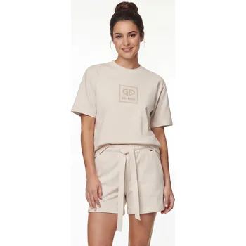 Dámské tričko Komplet GOLDBERGH Nice Short & Legacy Short Sleeve Top Champagne Béžová M