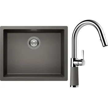 Kuchyňský dřez Set Schock S14-7 (dřez Kaia N-100L Silverstone + baterie SC-520.120 Silverstone)