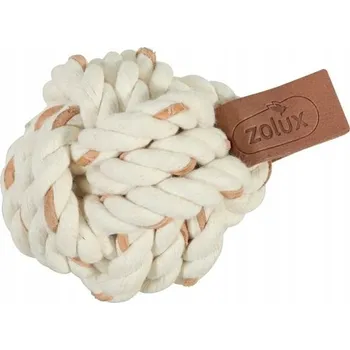 Hračka pro psa ZOLUX Hračka pro psy na aportování, provazový míček KOŽENÝ DOTYK, 7 cm