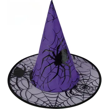 Klobouk Klobouk čarodějnice s pavouky čepice čarodějnice karneval halloween fialový