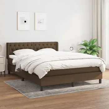 Ložnice vidaXL Box spring postel s matrací 140 x 200 cm textil [3129953] Barva: tmavě hnědá