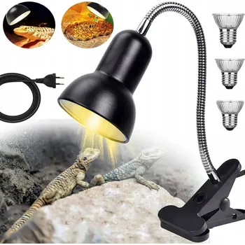 Osvětlení do terária VÝHŘEVNÁ LAMPA PRO ŽELVY, 3 ŽÁROVKY UVA UVB, VÝHŘEVNÁ LAMPA PRO PLAZY DO TERÁRIA