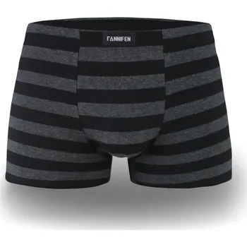 Boxerky Pánské bavlněné boxerky – pruhované Černo-šedé pruhy / 3XL
