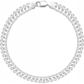 Náramek STŘÍBRNÝ NÁRAMEK DVOJITÝ PANCÉŘOVÝ PÁNSKÝ ROMBO 4MM PLNÝ 21cm STŘÍBRO 925