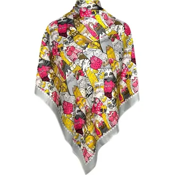 Šála Jemný šátek s kočkami Krásný dárek (Šedý)