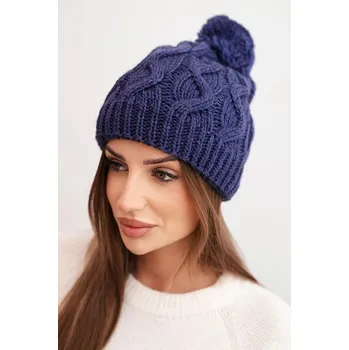 Čepice Dámská zimní čepice vlněná s hrubým copánkovým vzorem K458 fialová UNI