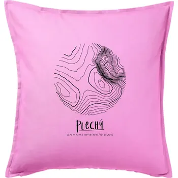 Polštář Plechý - vrstevnice v kruhu - Polštář 50x50 - 50x50 - Pouze potah ( Růžová )