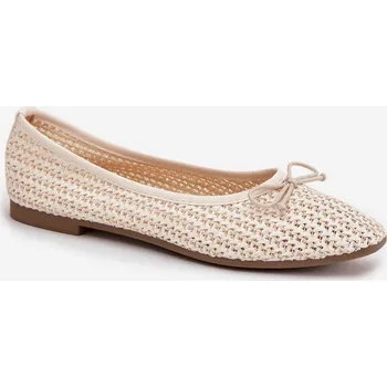 Dámské baleríny Dámské baleríny s pletením a mašlí Belirra – ecru Velikost: 40