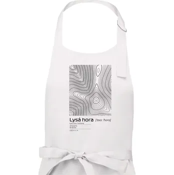 Kuchyňská zástěra Lysá hora - vrstevnice v obdélníku - Dámská zástěra na vaření - Univerzální velikost ( Bílá )
