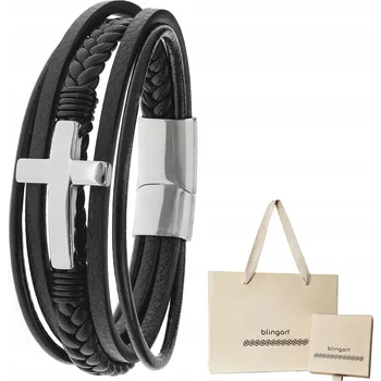 Náramek Kožený náramek s KŘÍŽKEM OCEL 316L křížek