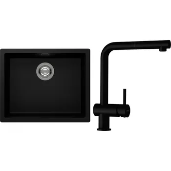 Kuchyňský dřez Set Schock S14-2 (dřez Kaia N-100L Puro + baterie Epos.120 Puro)