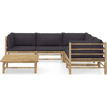 Bambusová zahradní sedací souprava VidaXL, šedá, 6 ks