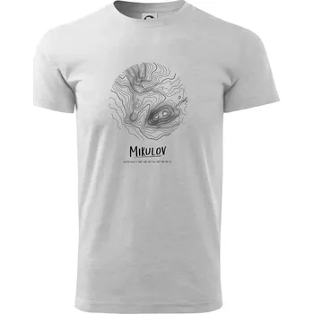 Pánské tričko Mikulov - vrstevnice v kruhu - Triko extra velké (5-8XL) - 7XL ( Světlešedý Melír )