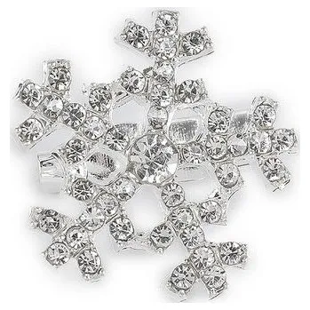 Šperk Brož s broušenými kamínky vločka - crystal stříbrná