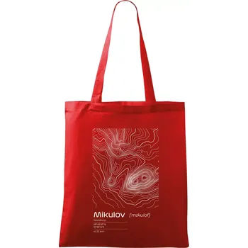 Mikulov - vrstevnice v obdélníku - Taška bavlněná - 42 x 38 cm ( Červená )