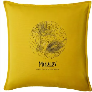 Polštář Mikulov - vrstevnice v kruhu - Polštář 50x50 - 50x50 - Pouze potah ( Žlutá )