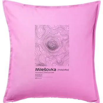 Polštář Milešovka - vrstevnice v obdélníku - Polštář 50x50 - 50x50 - Pouze potah ( Růžová )