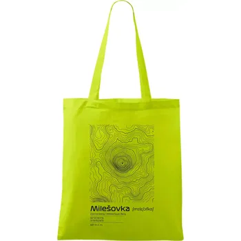 Milešovka - vrstevnice v obdélníku - Taška bavlněná - 42 x 38 cm ( Limetková )