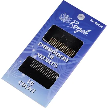 Nástroj na niť a příze Jehly ruční, zlatá ucha - Embroidery, střední, 6 (10) Embrodiery nikl