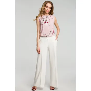 Dámské kalhoty MOE elegantní dámské kalhoty rovné dlouhé bílé velikost L