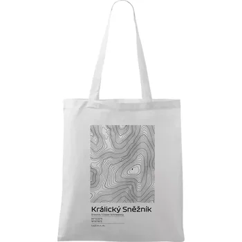 Králický Sněžník - vrstevnice v obdélníku - Taška bavlněná - 42 x 38 cm ( Bílá )